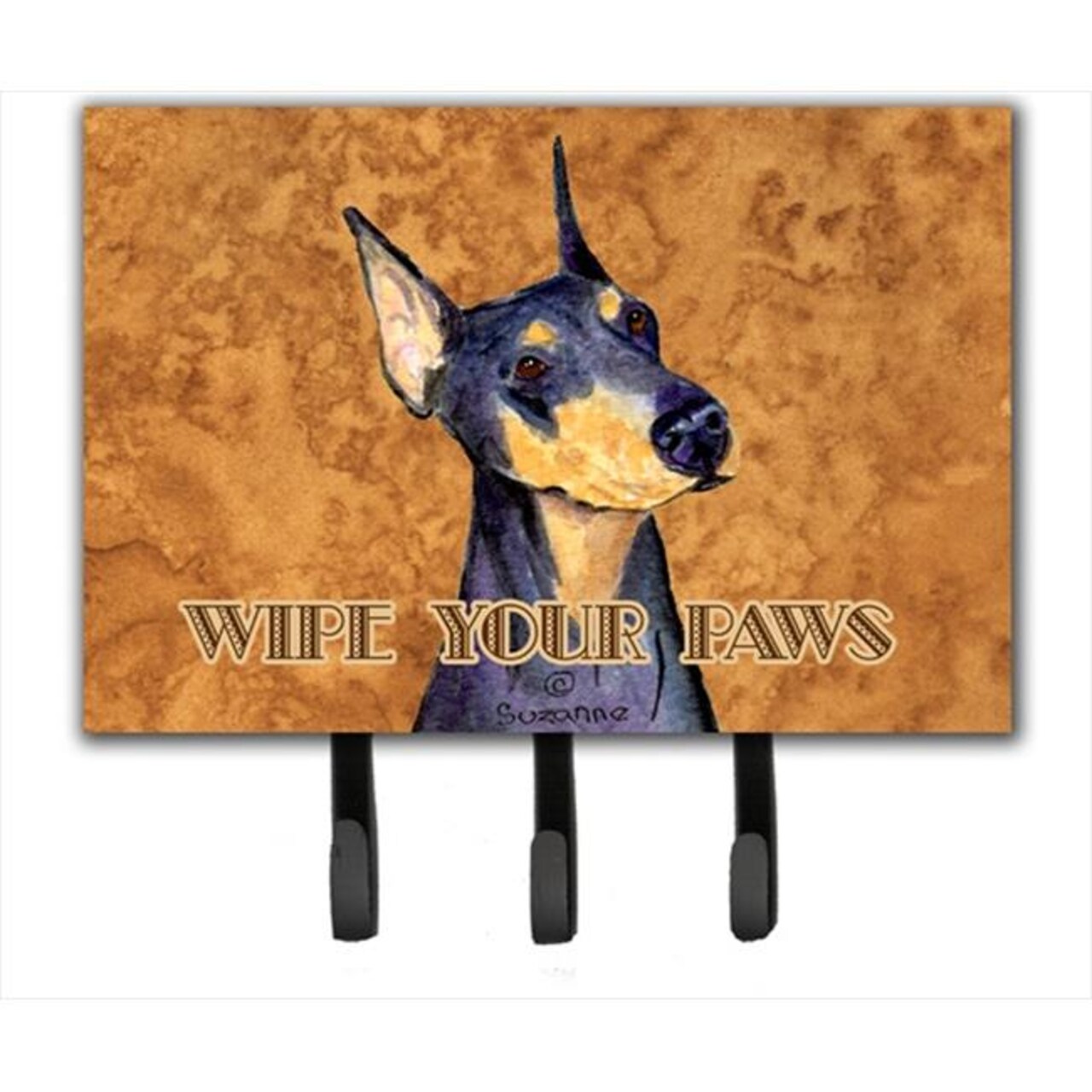 Carolines Treasures SS4891TH68 6 x 9 in. Black and Tan Doberman Wipe Your Paws Leash or Key Holder